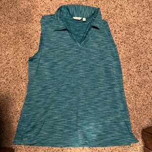 Lady Hagen heathered turquoise vneck sleeveless Golf polo Size XL
